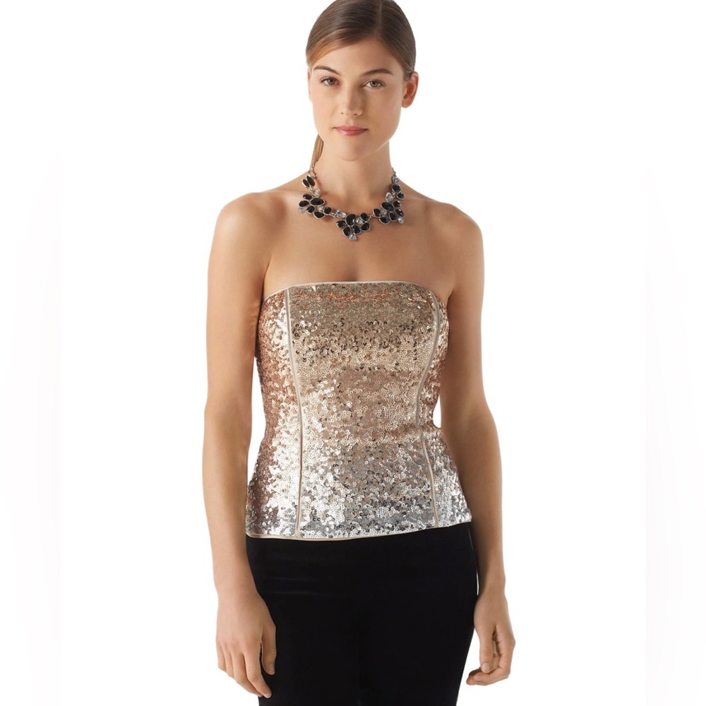 WHBM Ombre Sequin Bustier Mixed Metallic 00